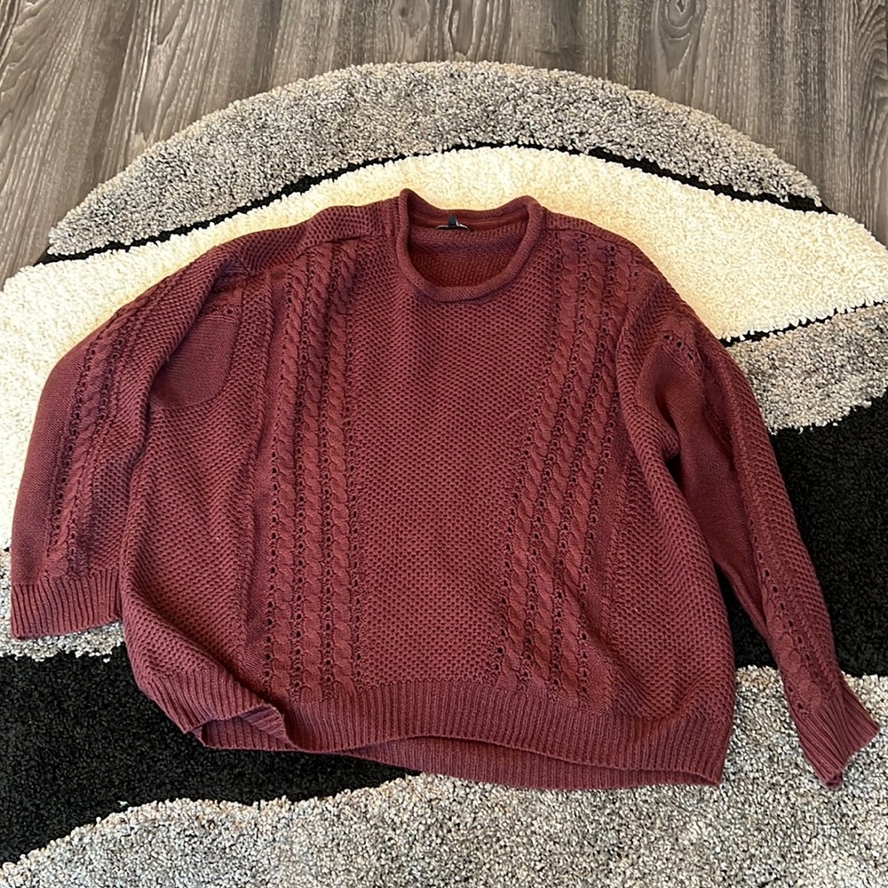 Burgundy 3X sweater. Does not fit like 3X in my opinion!